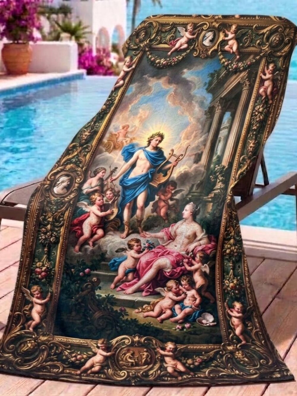 Conceptual Subculture Apollo Cherubs Ny Mythology 71" x 39" beach Towel Baroque